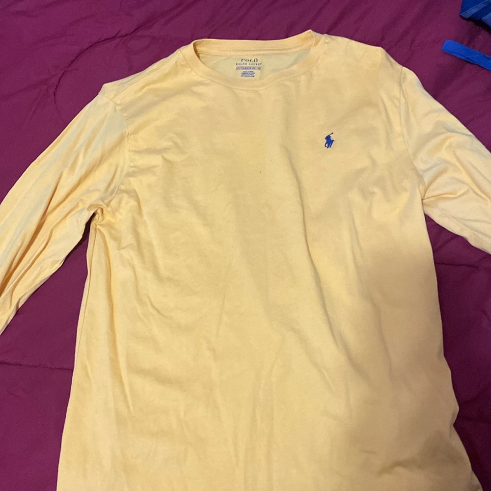 yellow polo long sleeve shirt